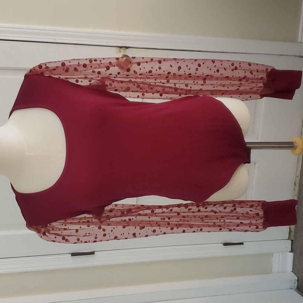 Sheer Polka-dot Sleeve Bodysuit